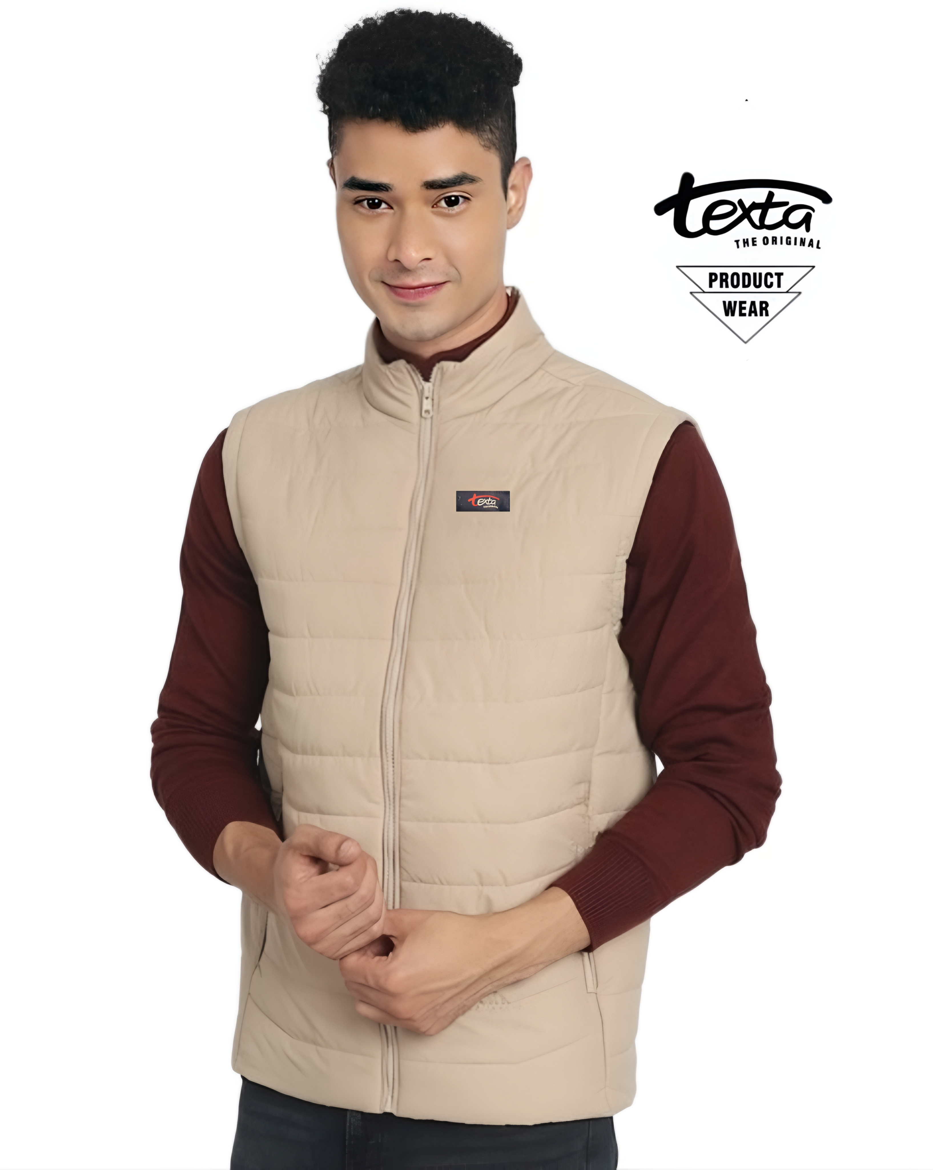 Man's solid puffer jacket -cream