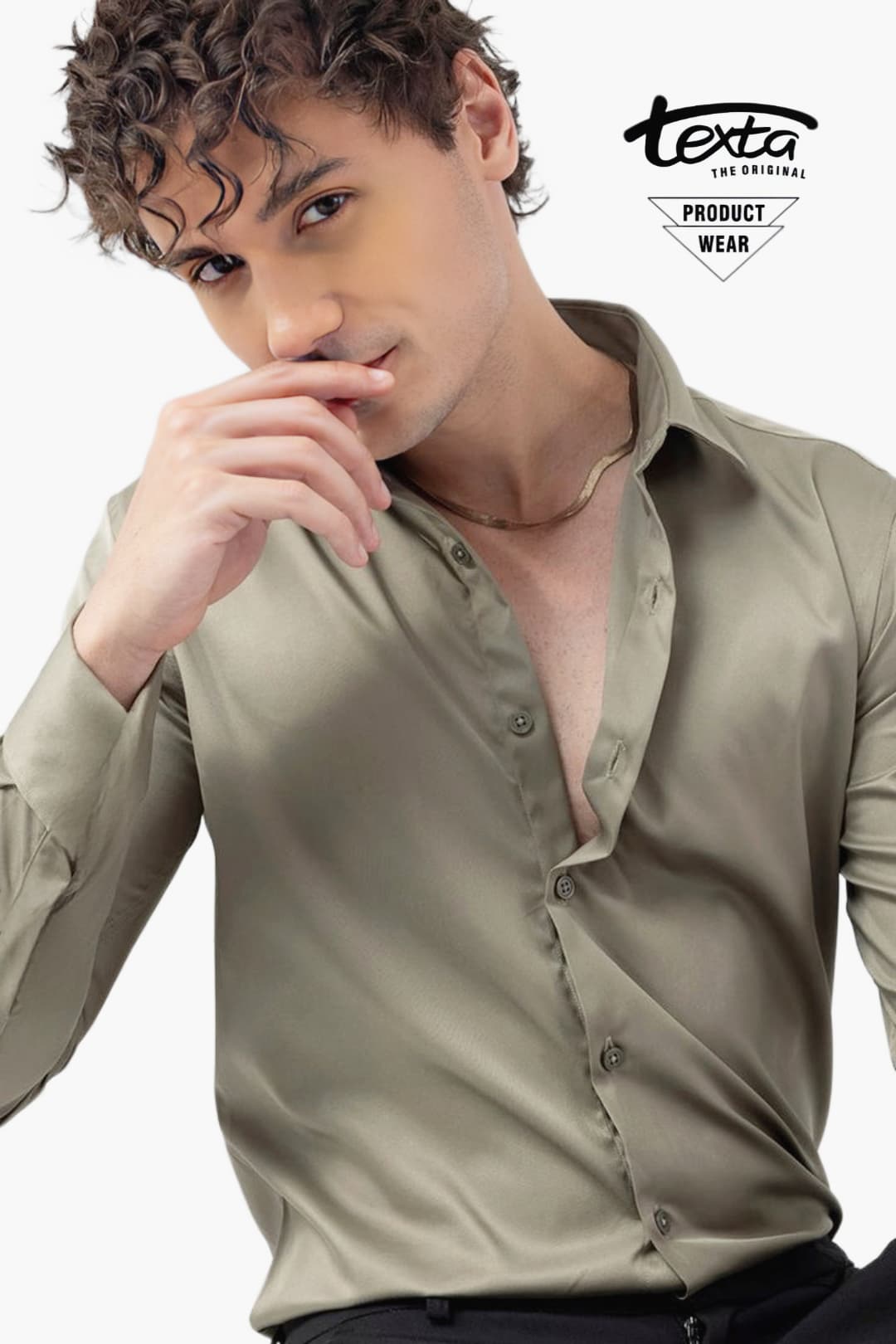 Man's solid formal shirt-olive green 