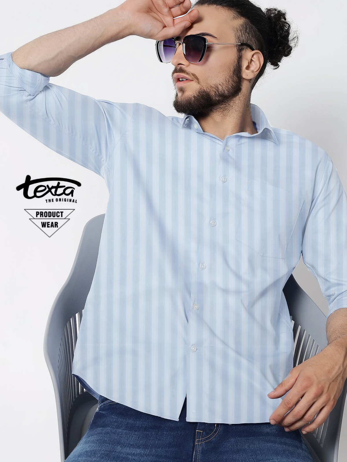 Man's stripped slim fit shirt blue