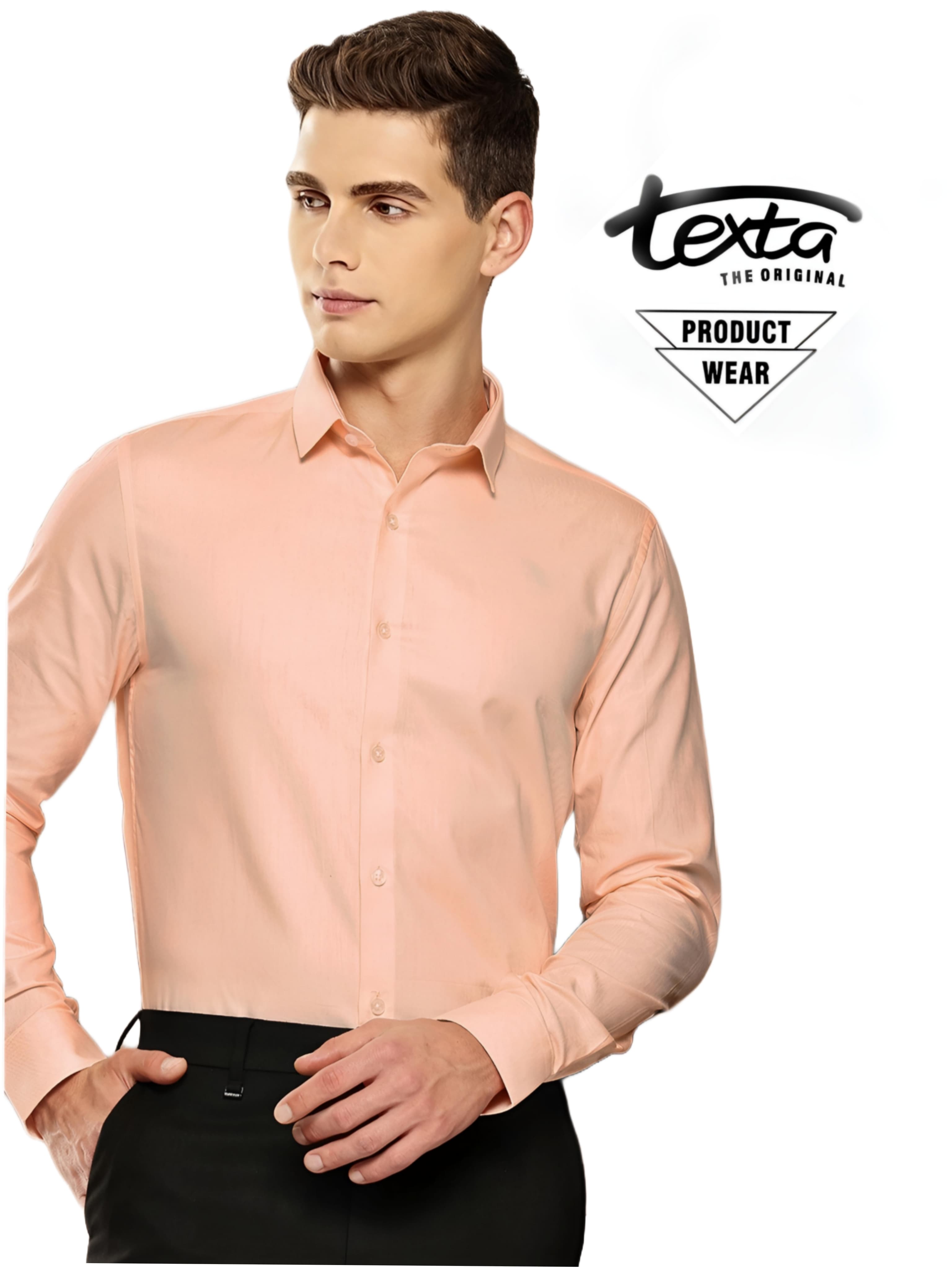 Man's solid formal shirt-light peach 