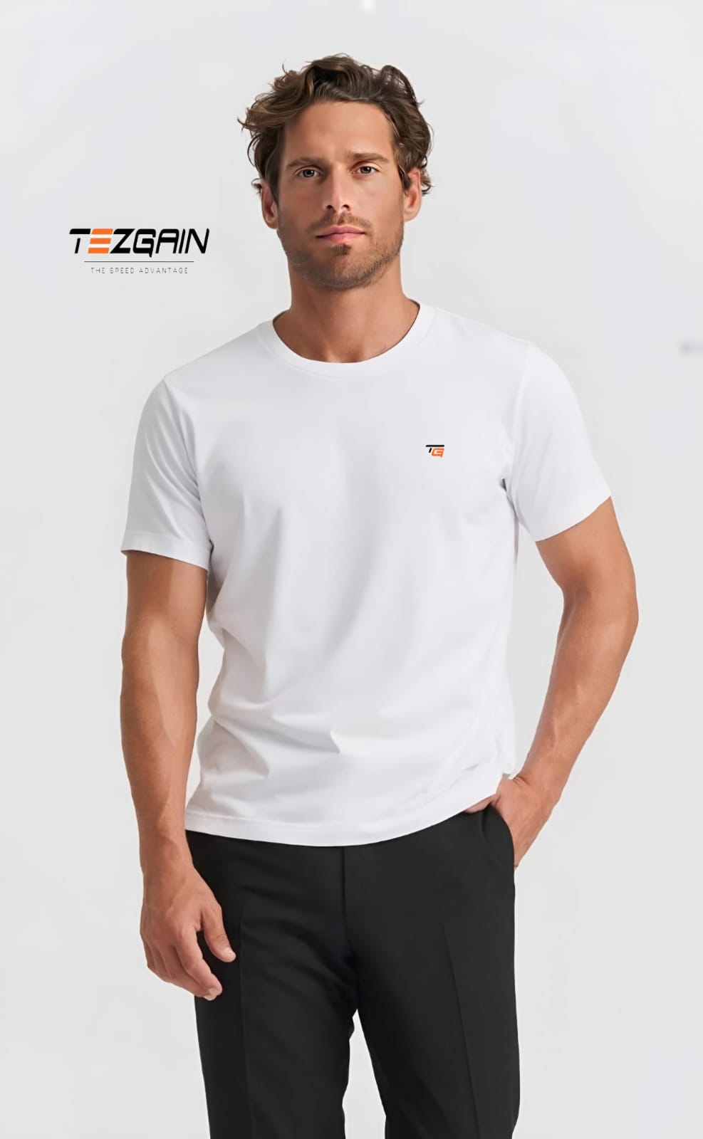 Tezgain round nack tshirt -white