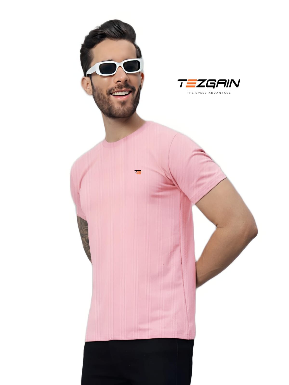 Tezgain ultra round nack tshirt -pink
