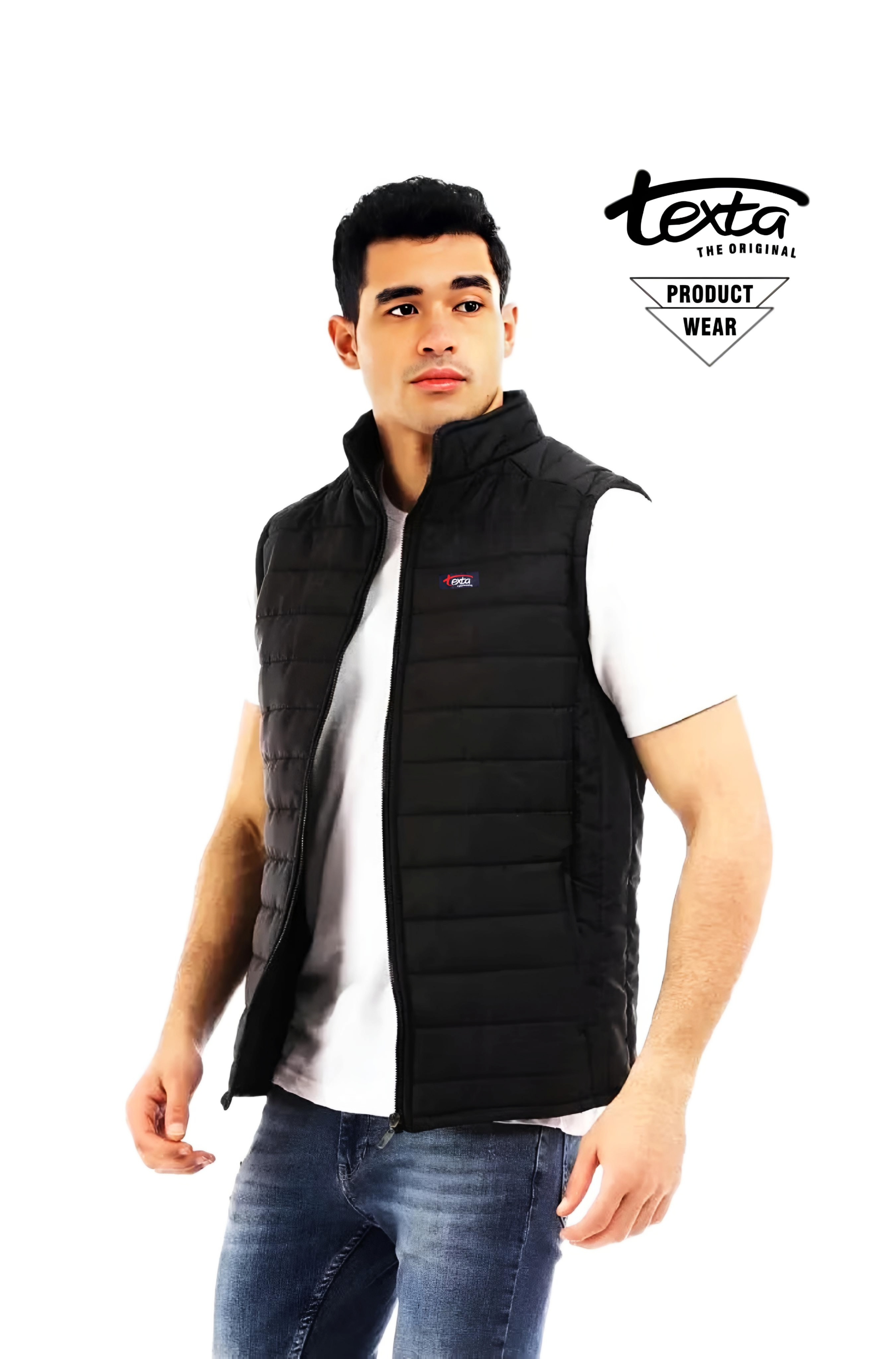 Man's solid puffer jackets -black 