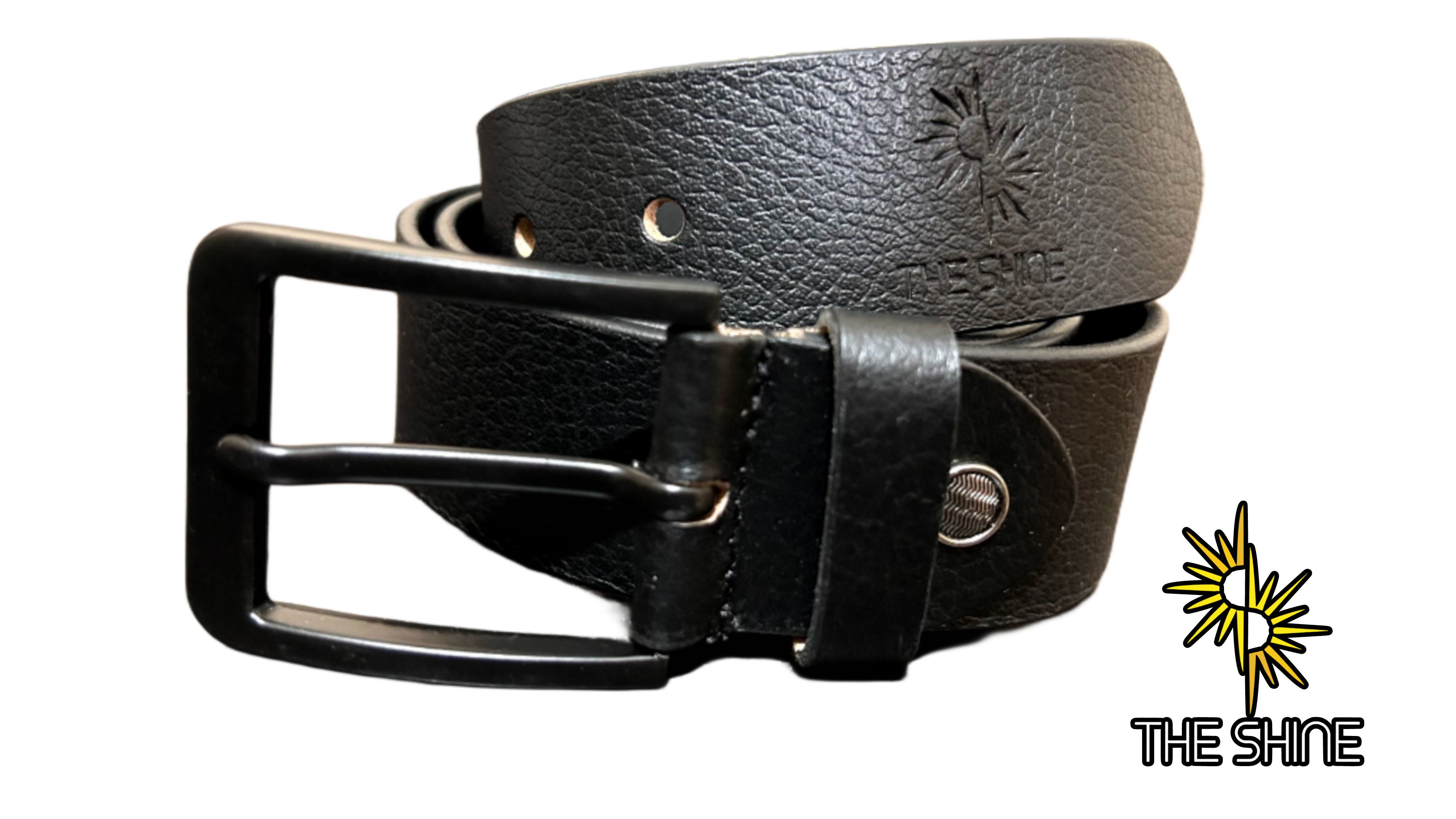 The shine-solid leather belt for men 